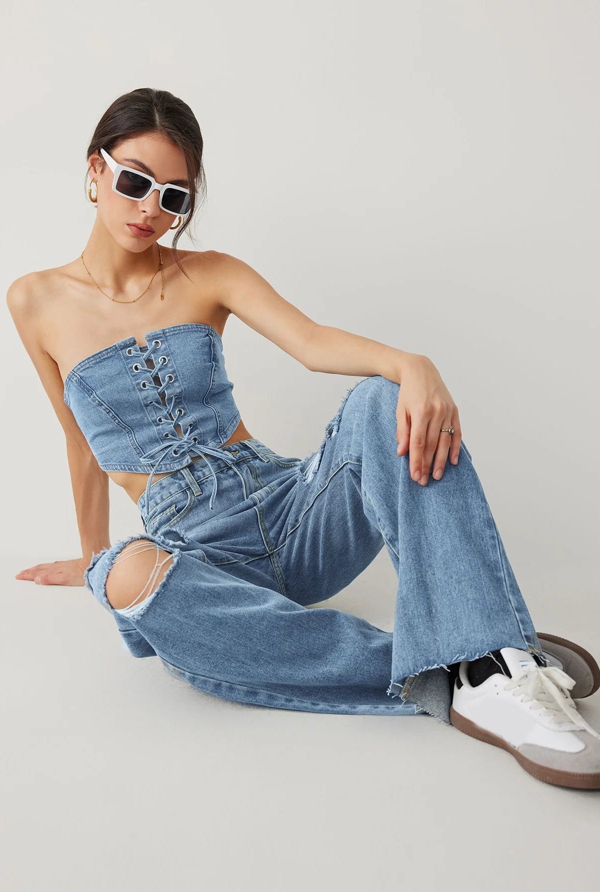 'Serena' Washed Loose Slim Straight Jeans