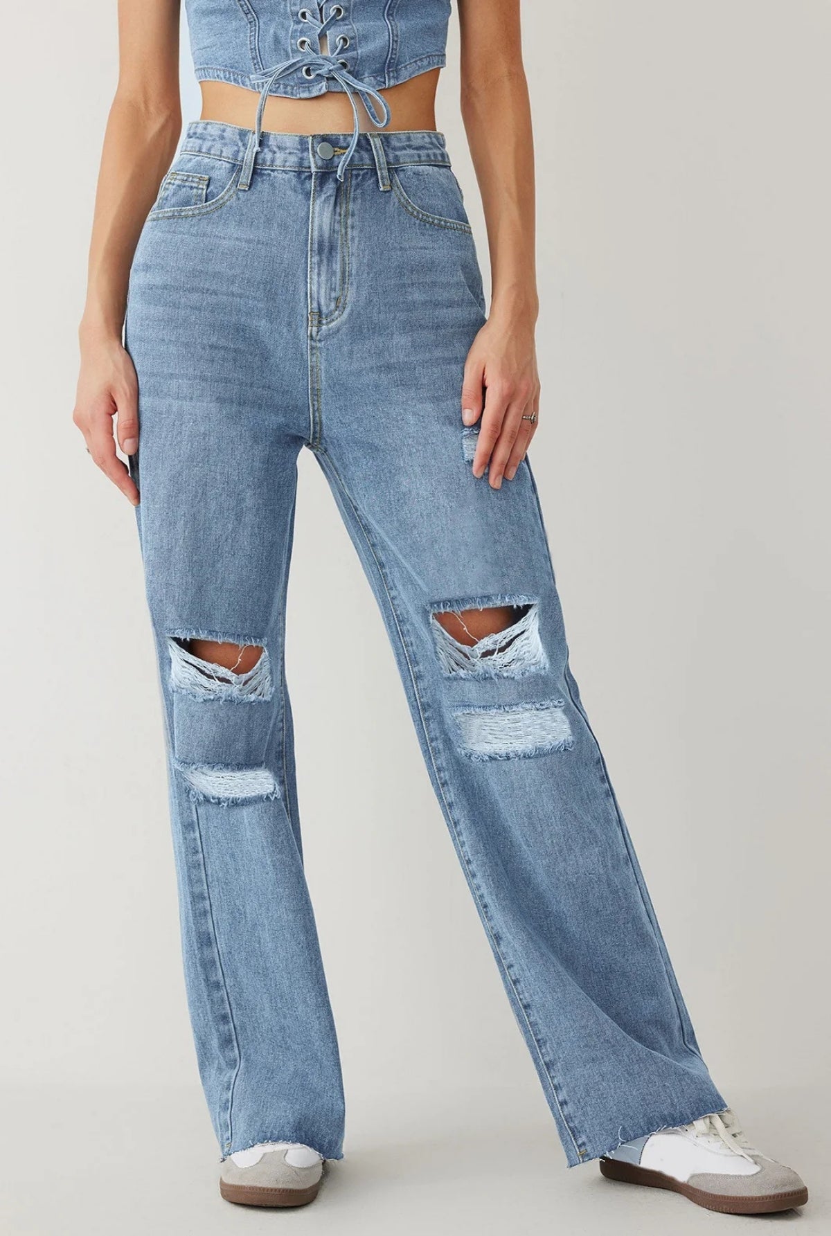 'Serena' Washed Loose Slim Straight Jeans