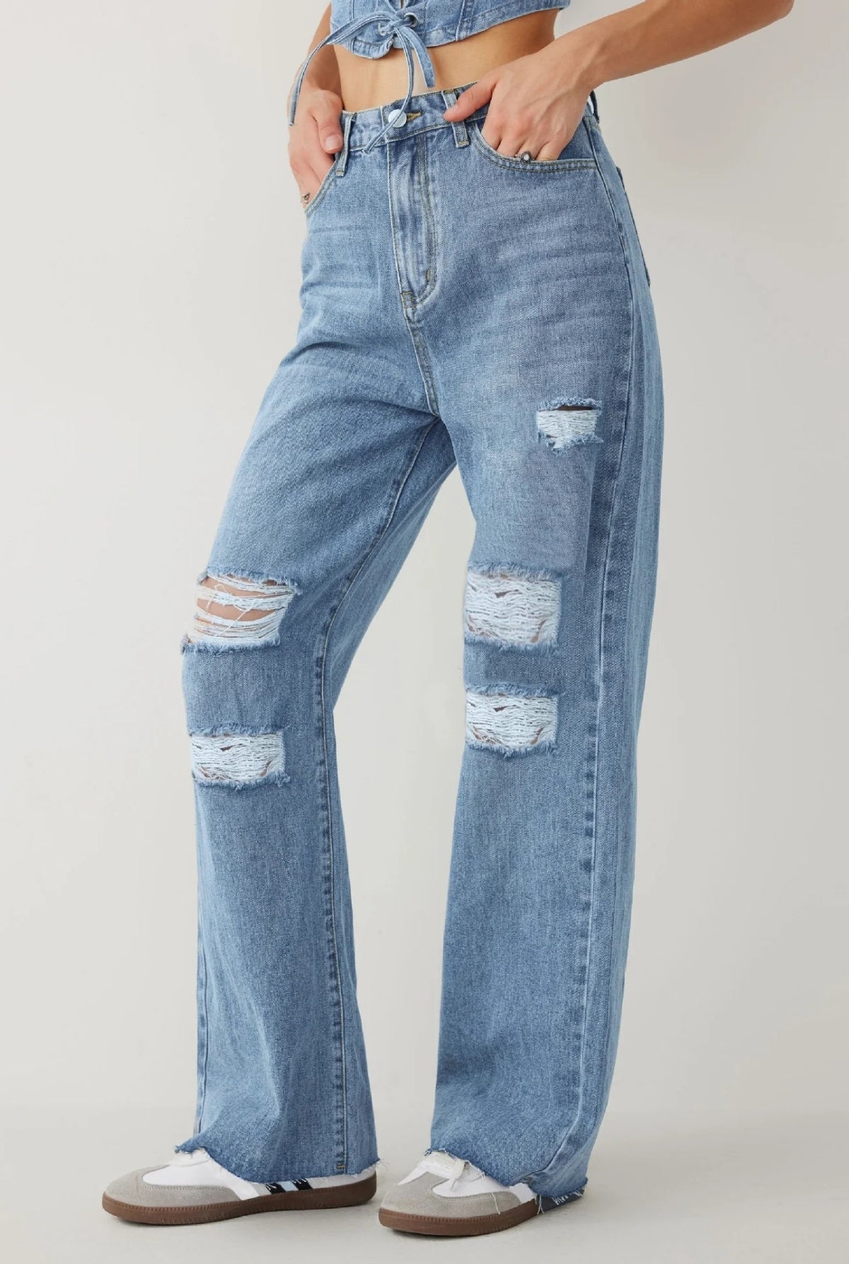 'Serena' Washed Loose Slim Straight Jeans