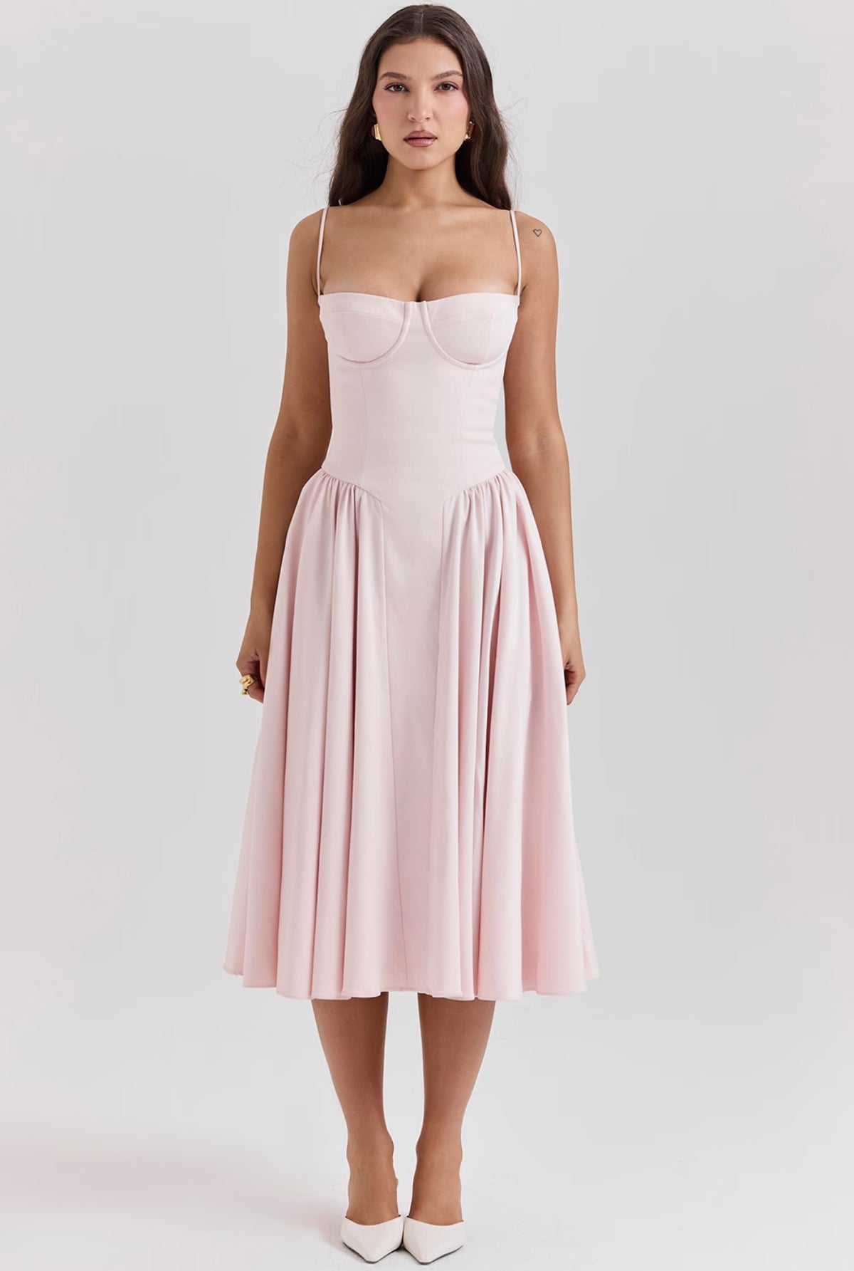 Serena Corset Midi Dress - Pink
