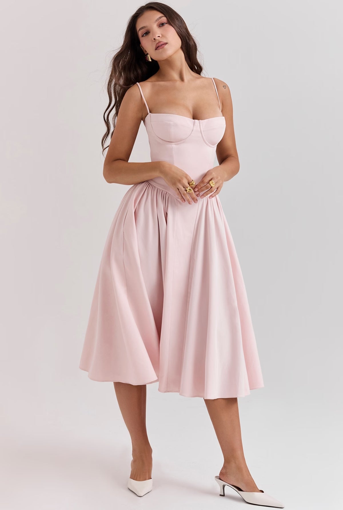 Serena Corset Midi Dress - Pink