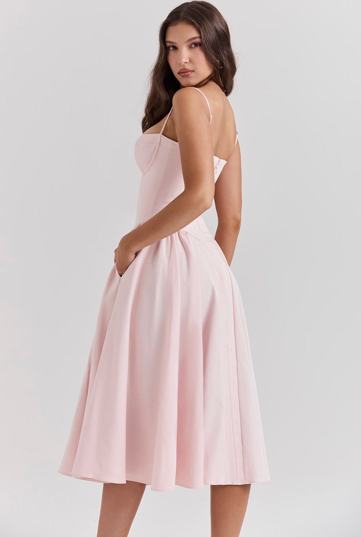 Serena Corset Midi Dress - Pink