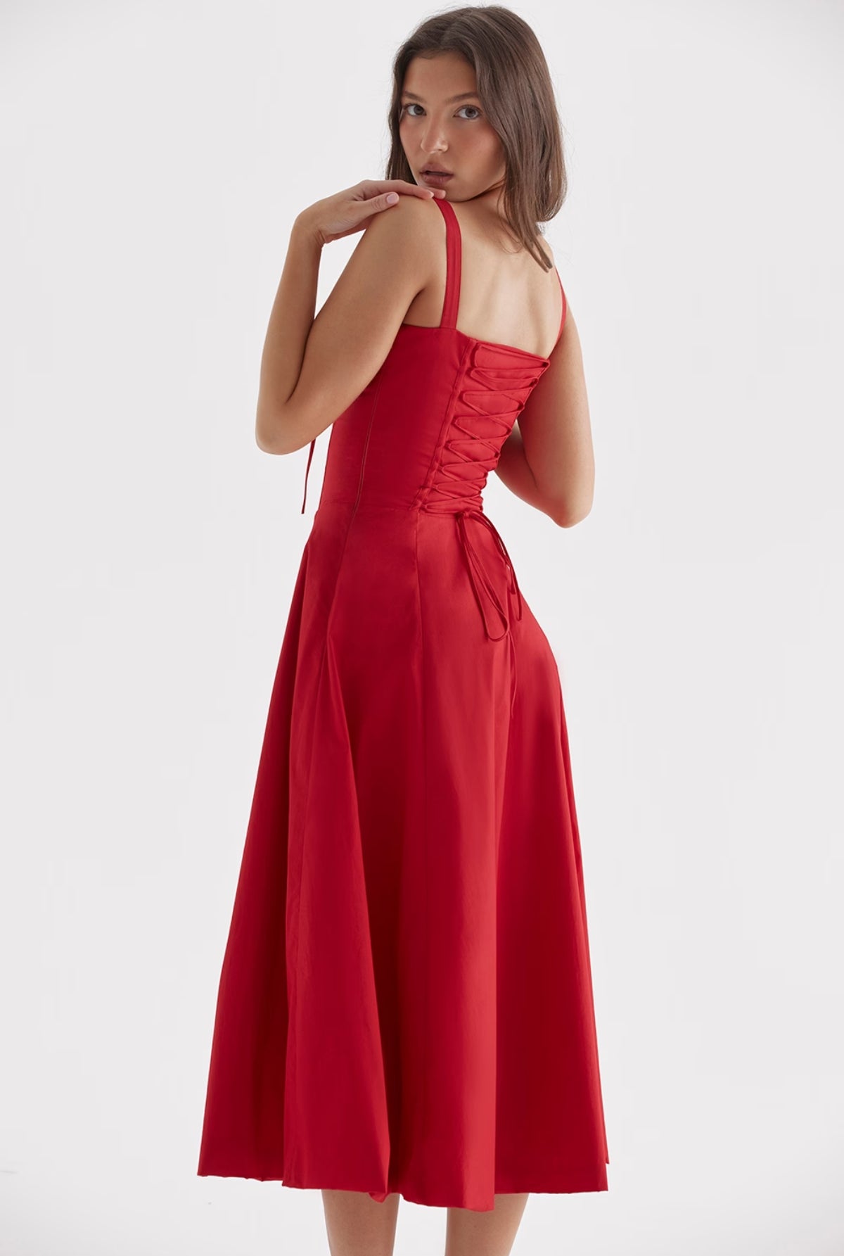 Eloisa Midi Dress - Red