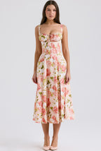 Carmelia Pink Print Midi Dress