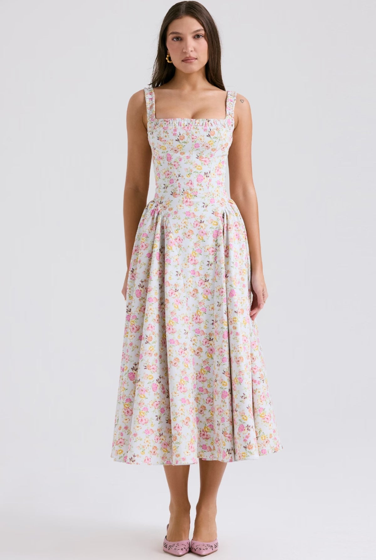 Dorotha Blue Meadow Print Midi Dress