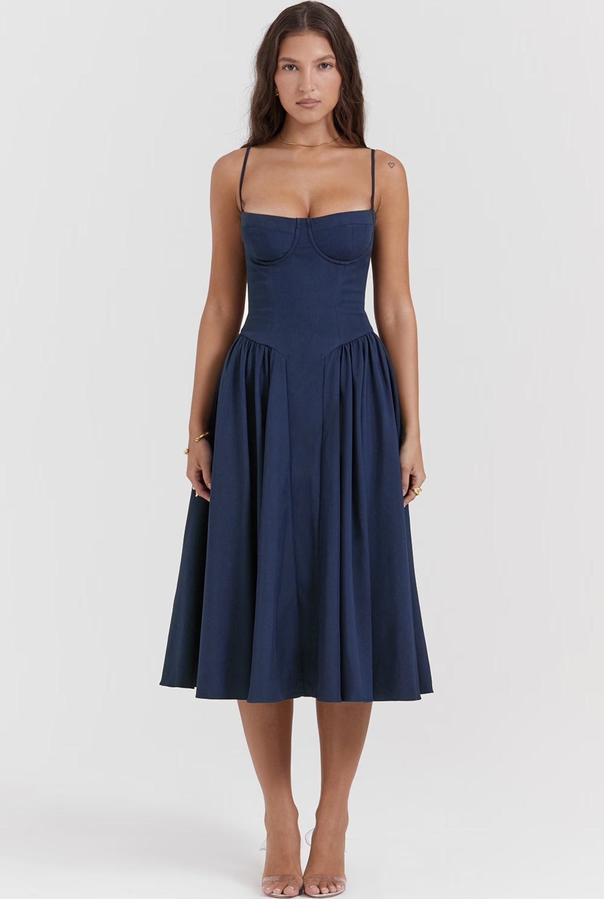 Serena Corset Midi Dress - Blue