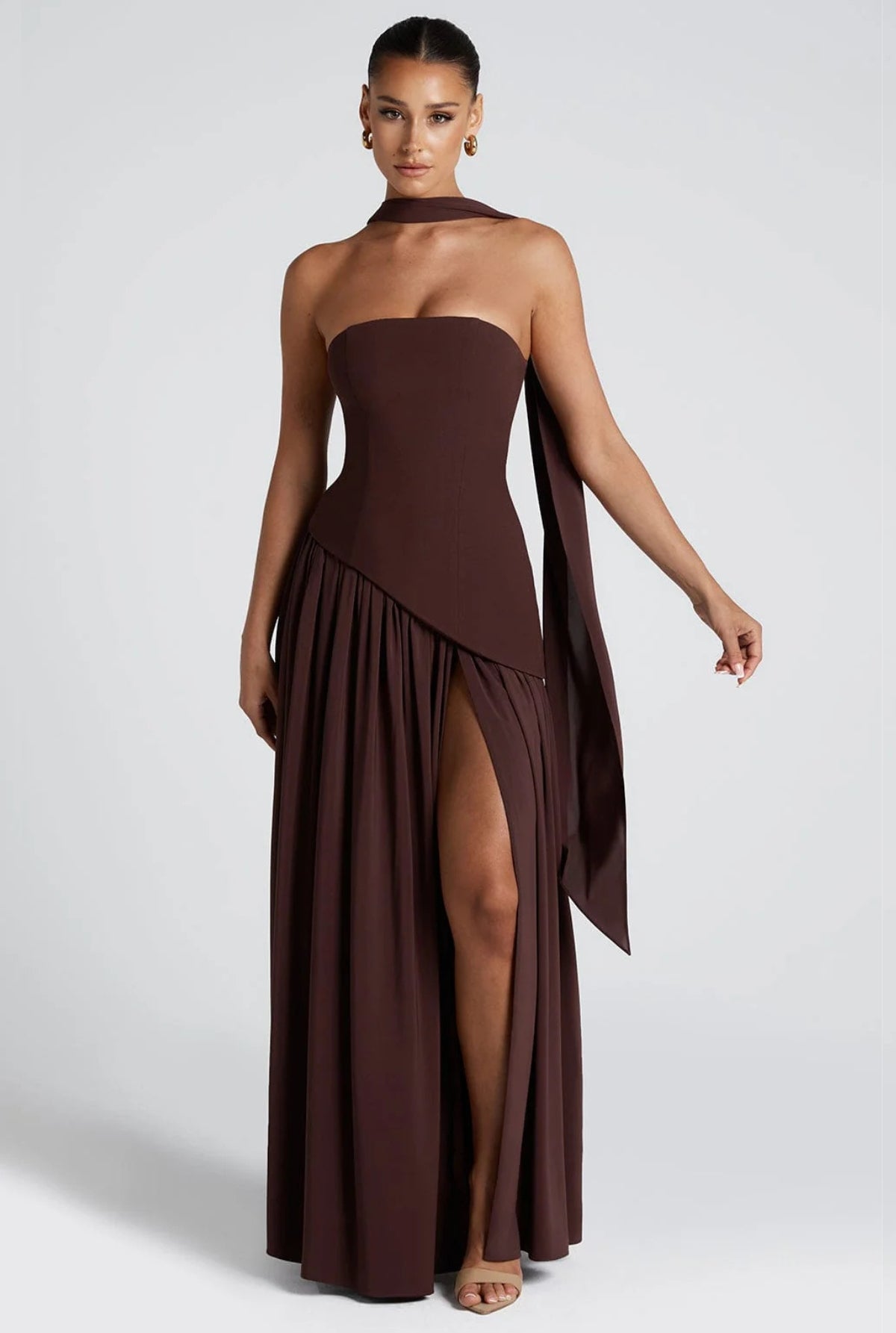 Magalie Maxi Dress - Plum Brown
