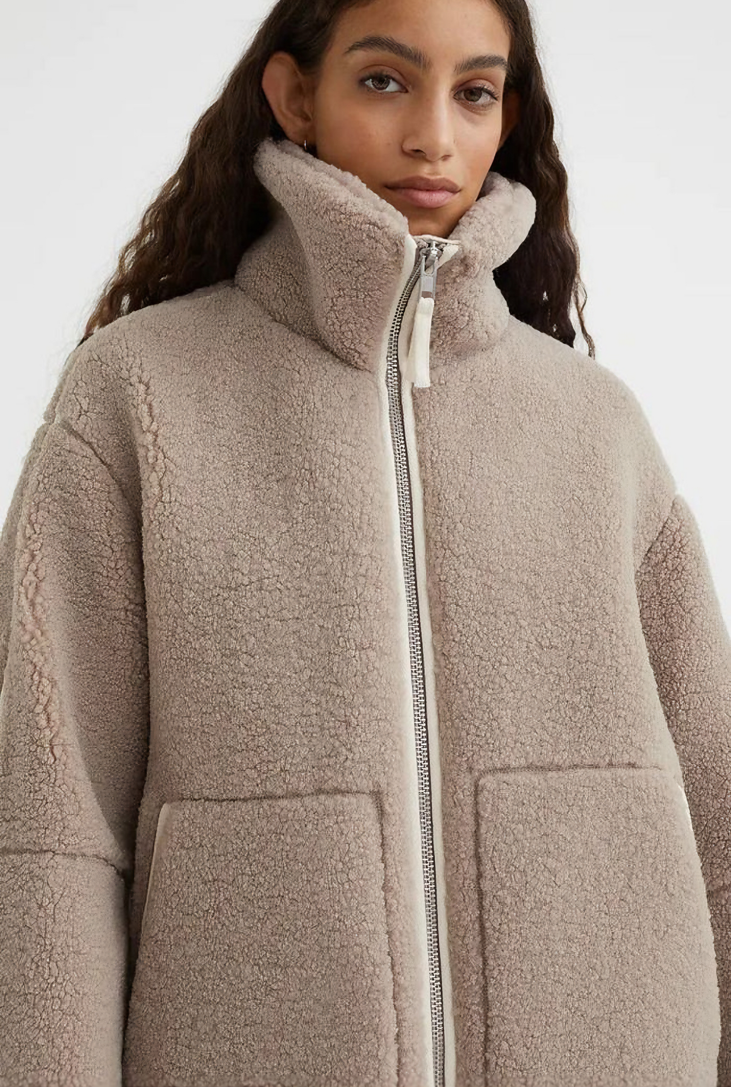 Cozy Teddy Fleece Jacket - Khaki