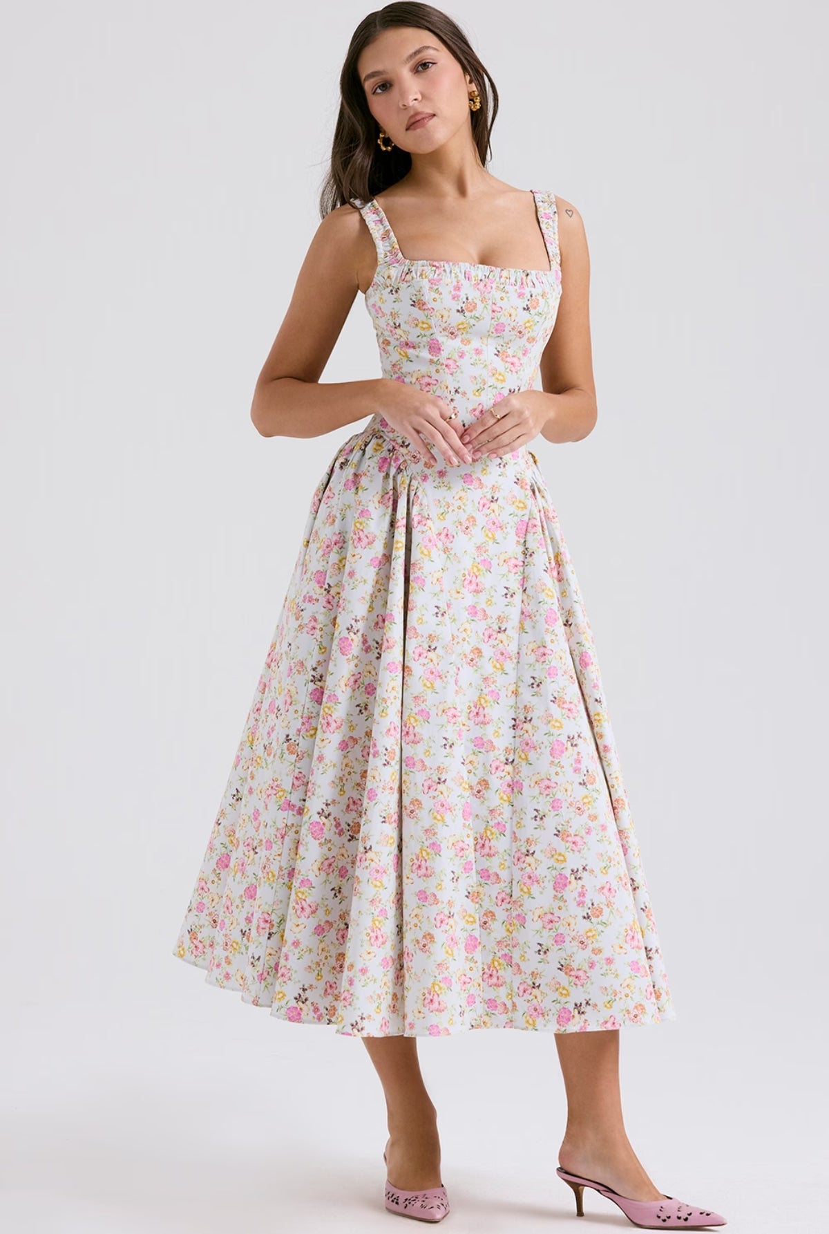 Dorotha Blue Meadow Print Midi Dress