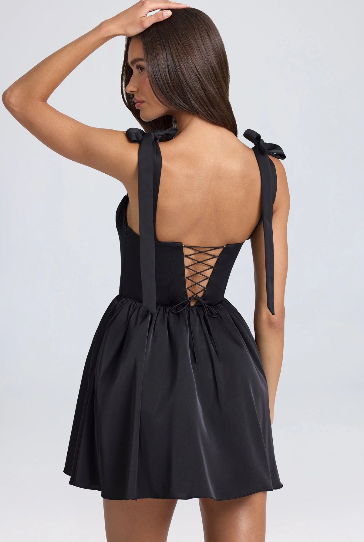 Caroline Draped Corset Mini Dress - Black