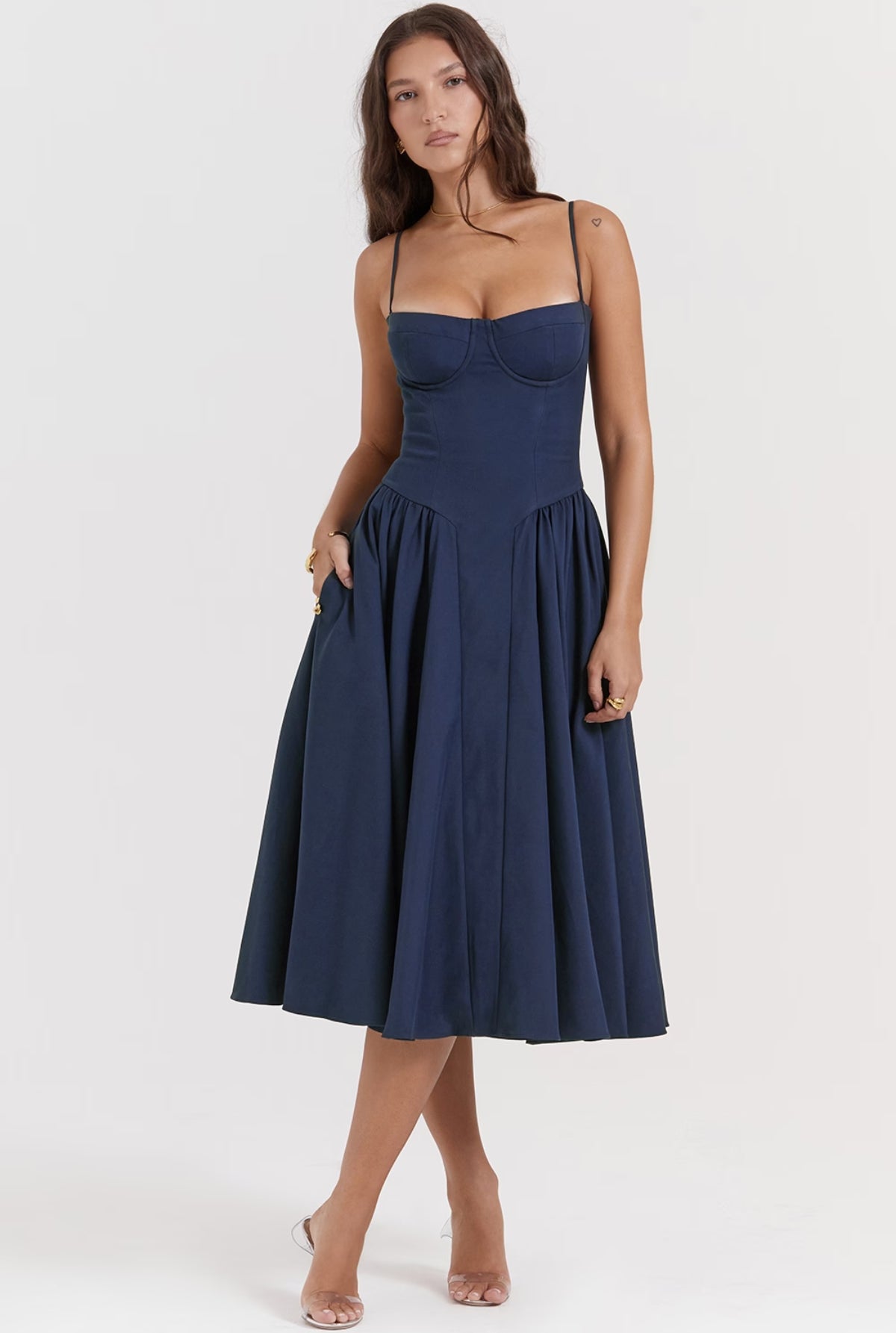 Serena Corset Midi Dress - Blue