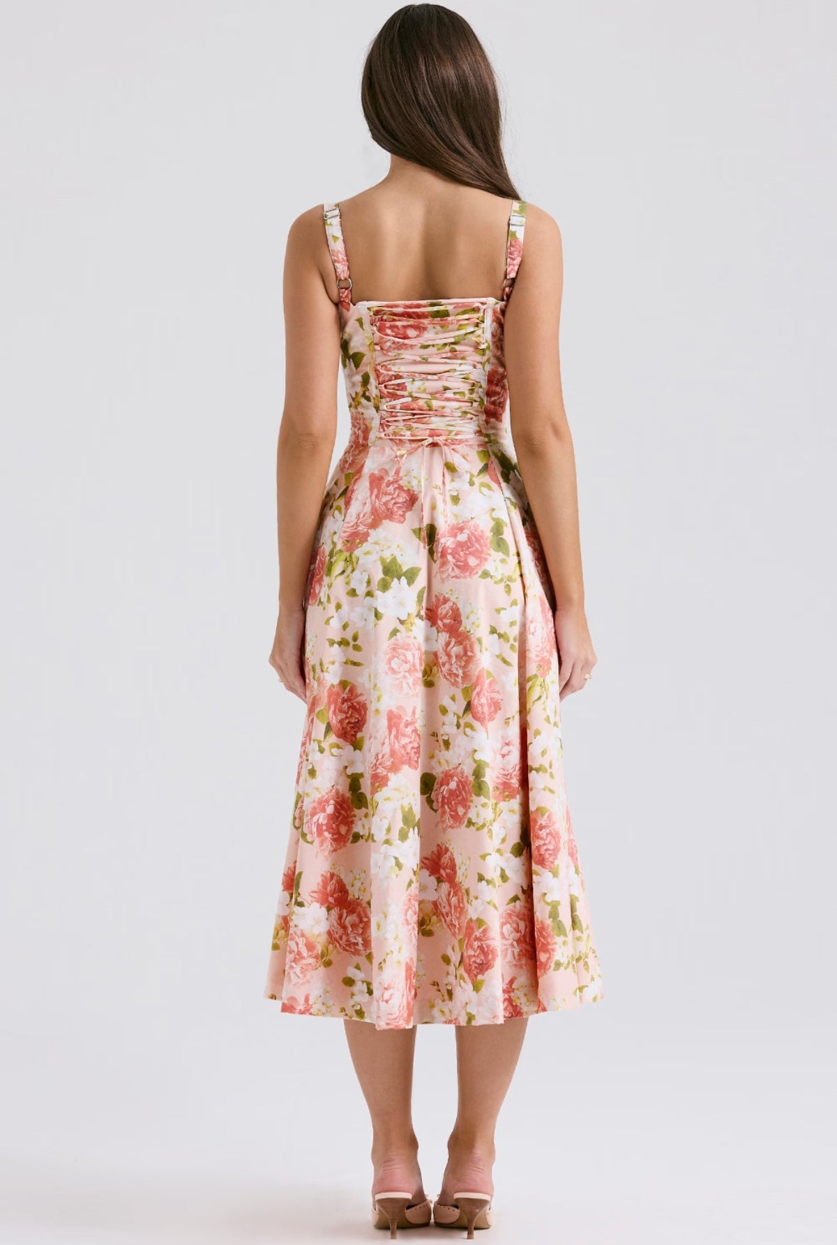 Carmelia Pink Print Midi Dress