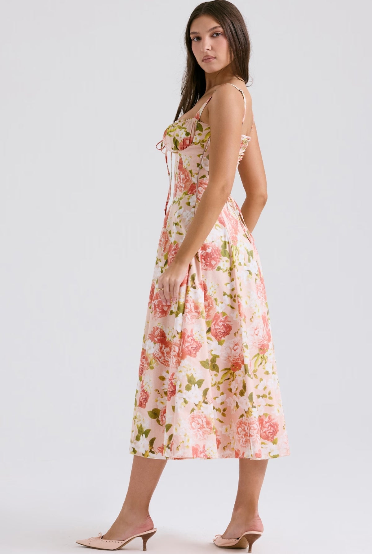 Carmelia Pink Print Midi Dress
