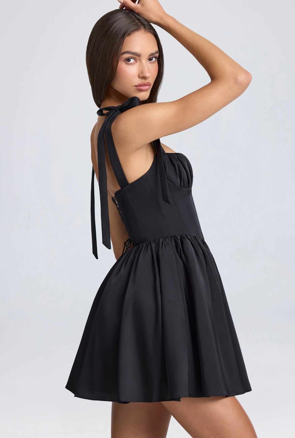 Caroline Draped Corset Mini Dress - Black