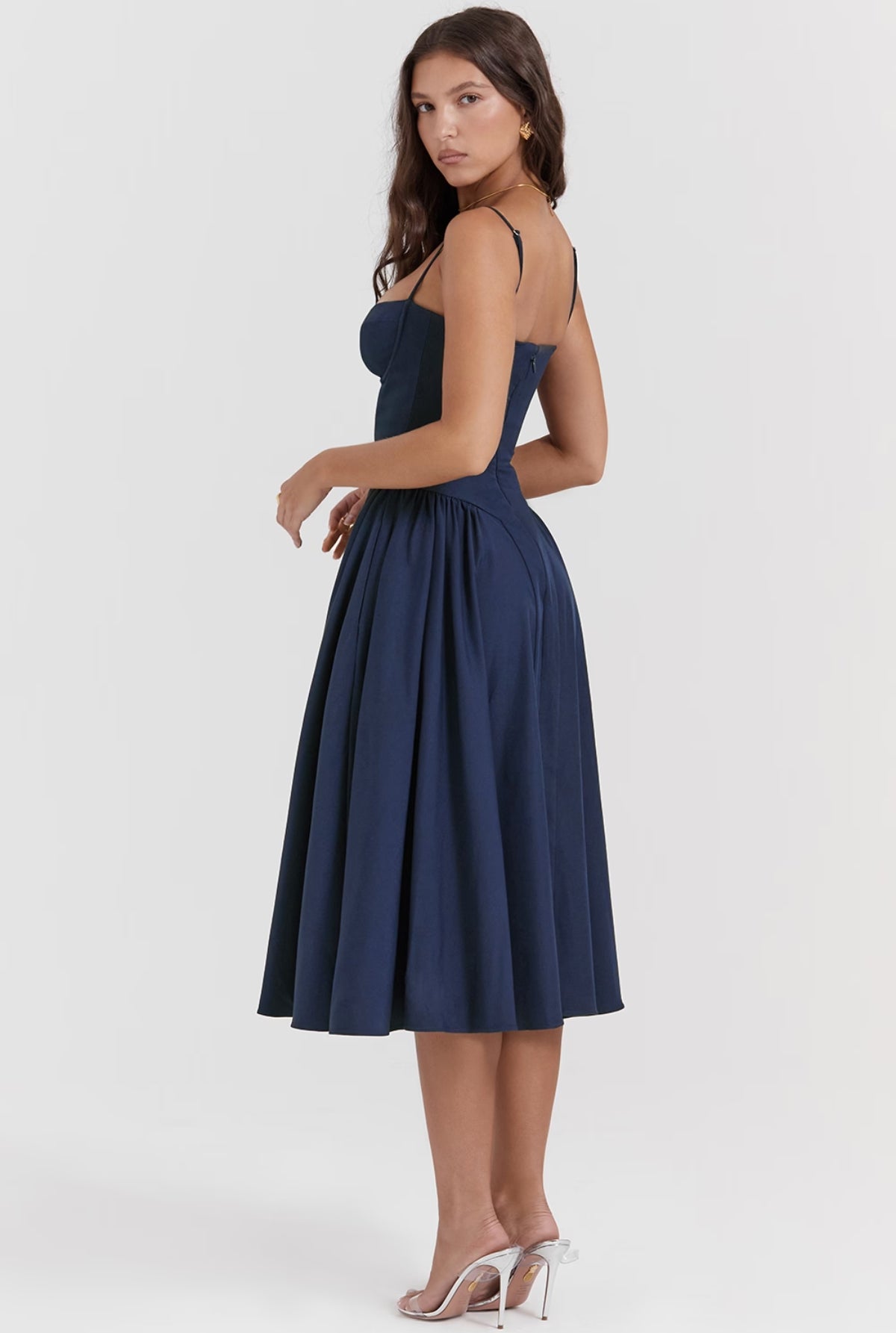 Serena Corset Midi Dress - Blue