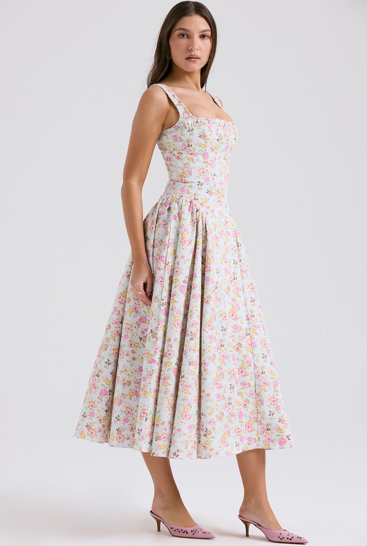 Dorotha Blue Meadow Print Midi Dress