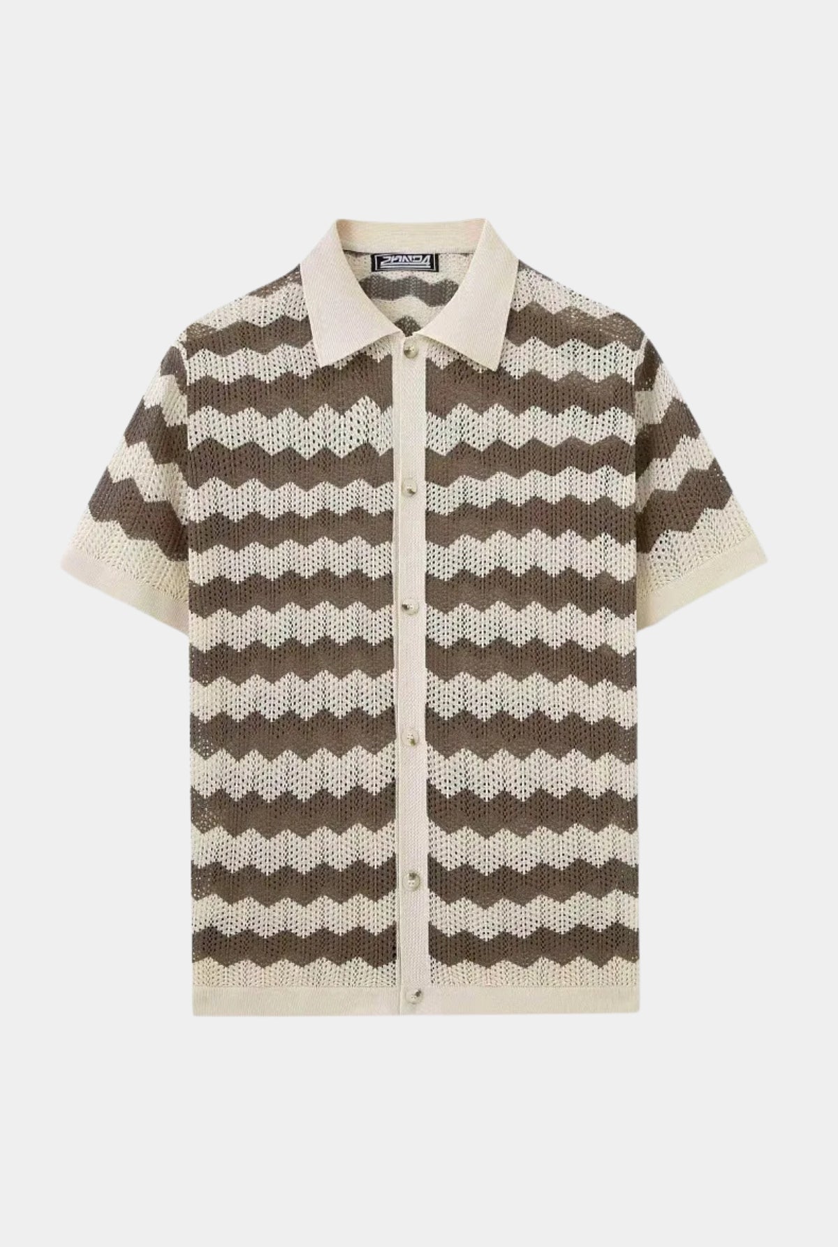 Knit retro collar shirt - Brown