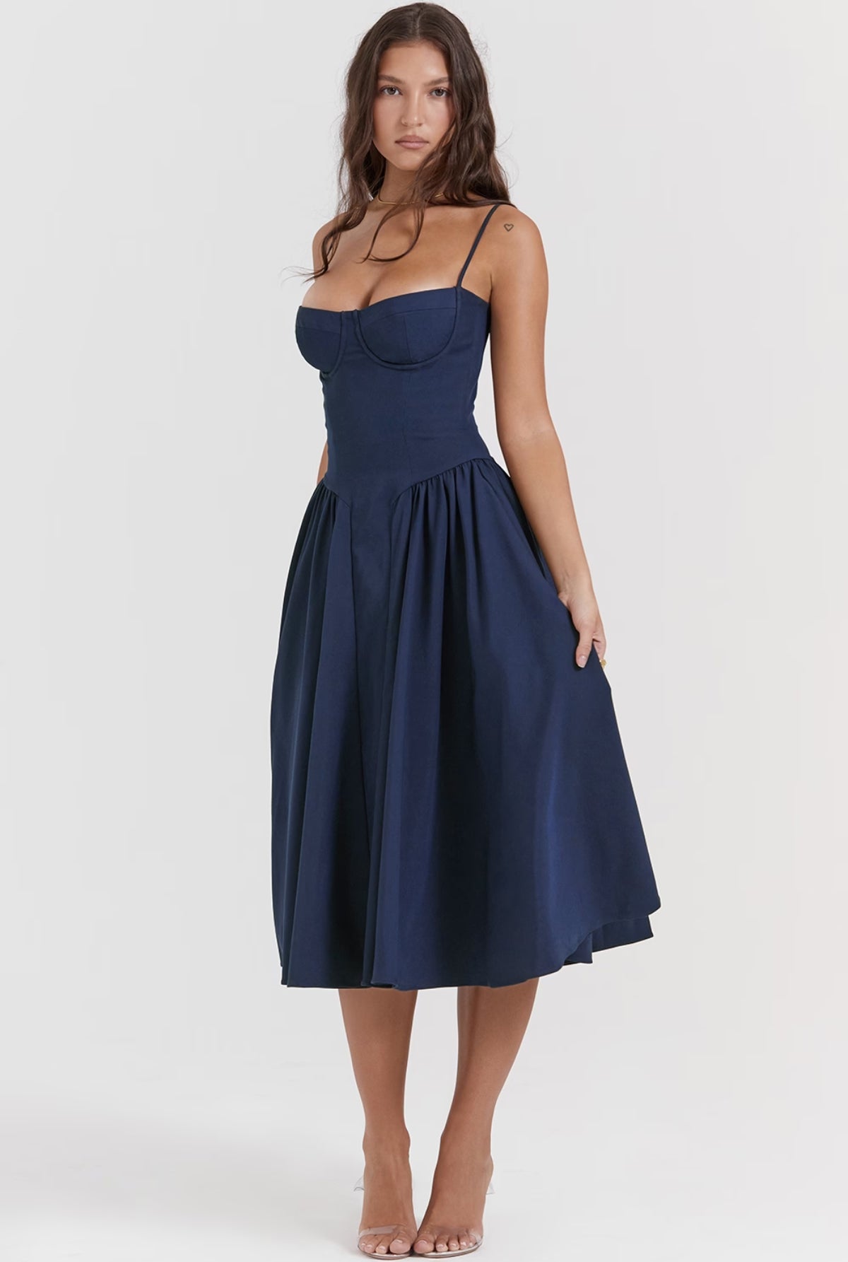 Serena Corset Midi Dress - Blue