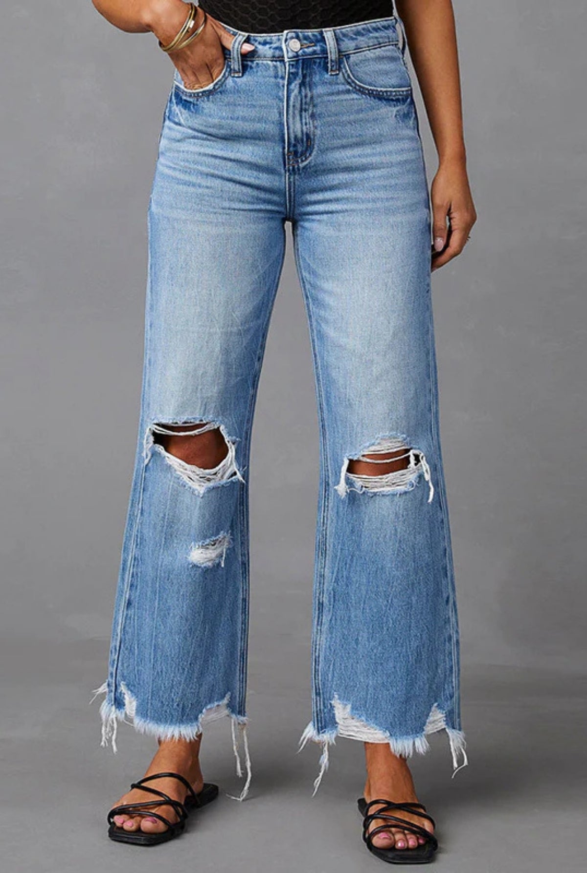 'Storm' High-Waisted Vintage Loose-Fit Ripped Jeans