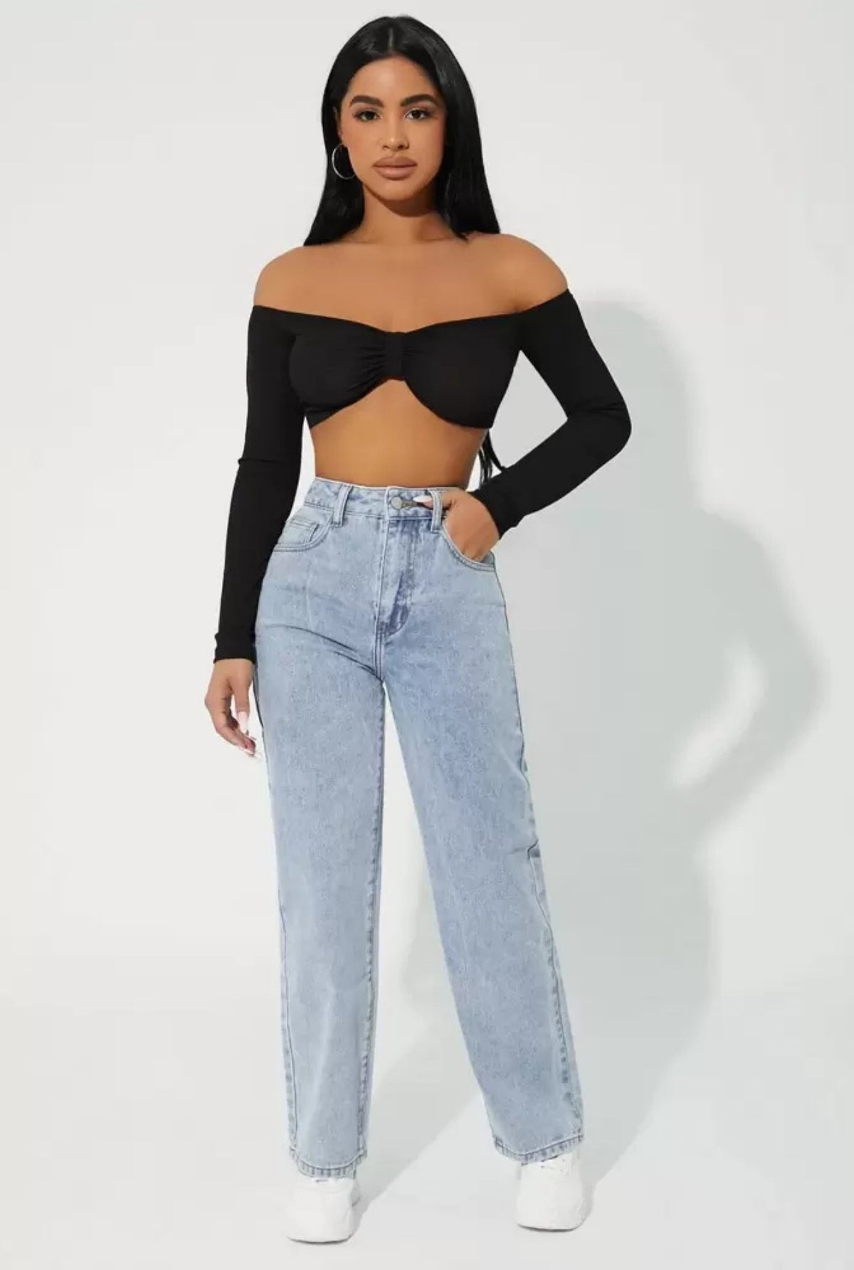 'Indie' High Waist Straight Leg Jeans