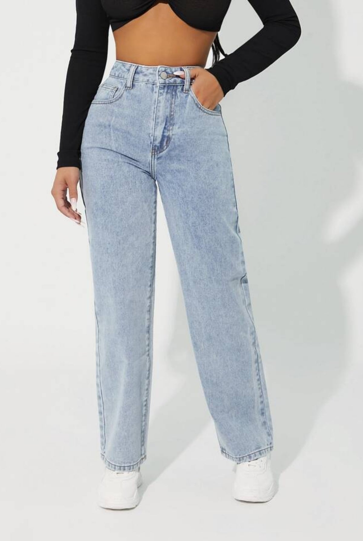 'Indie' High Waist Straight Leg Jeans