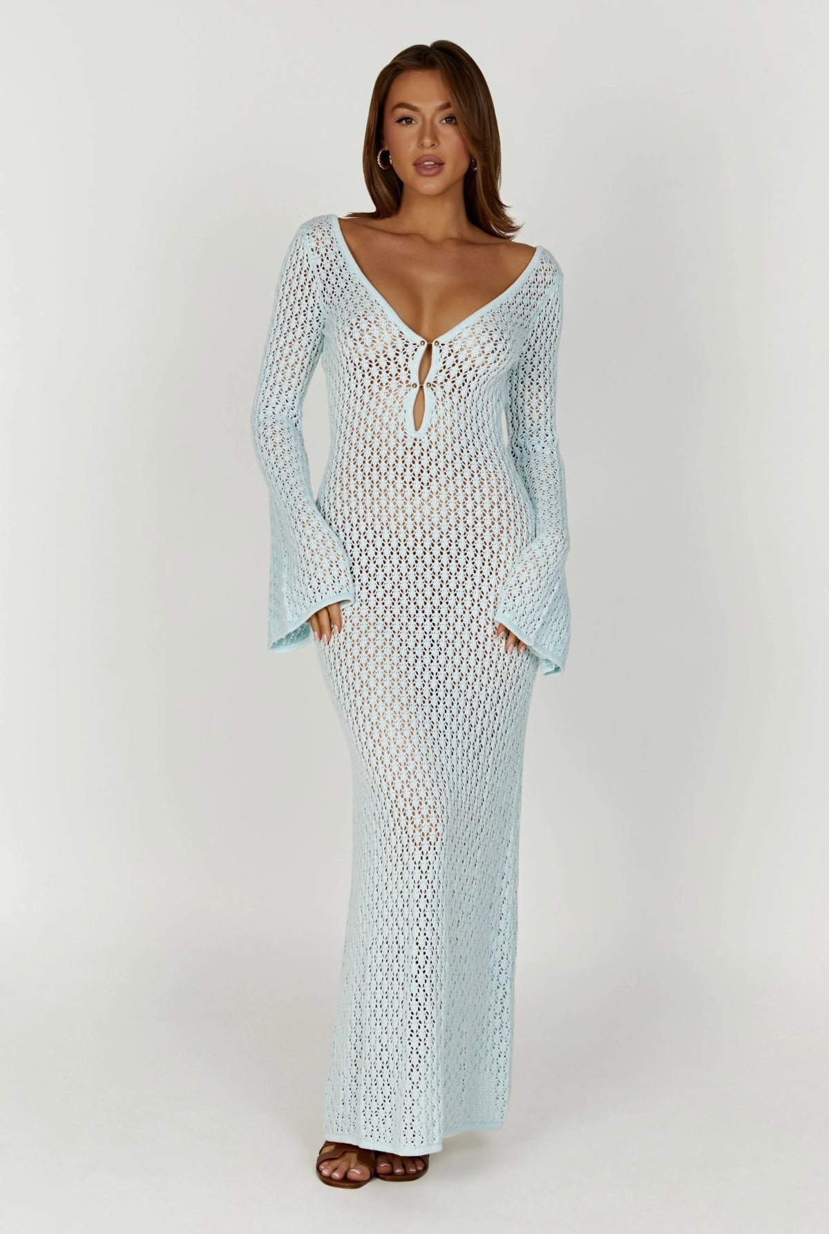 Kaylee Crochet Maxi Dress - Blue