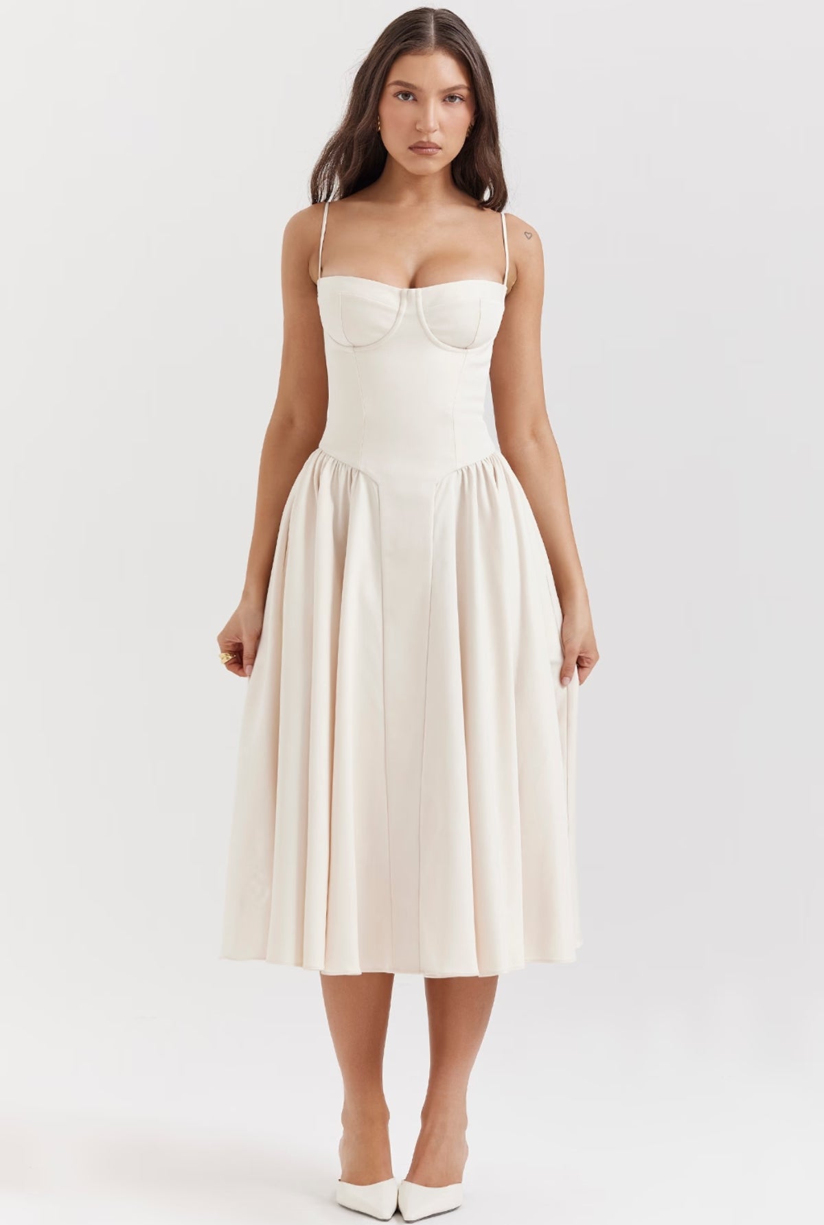 Serena Corset Midi Dress - Cream