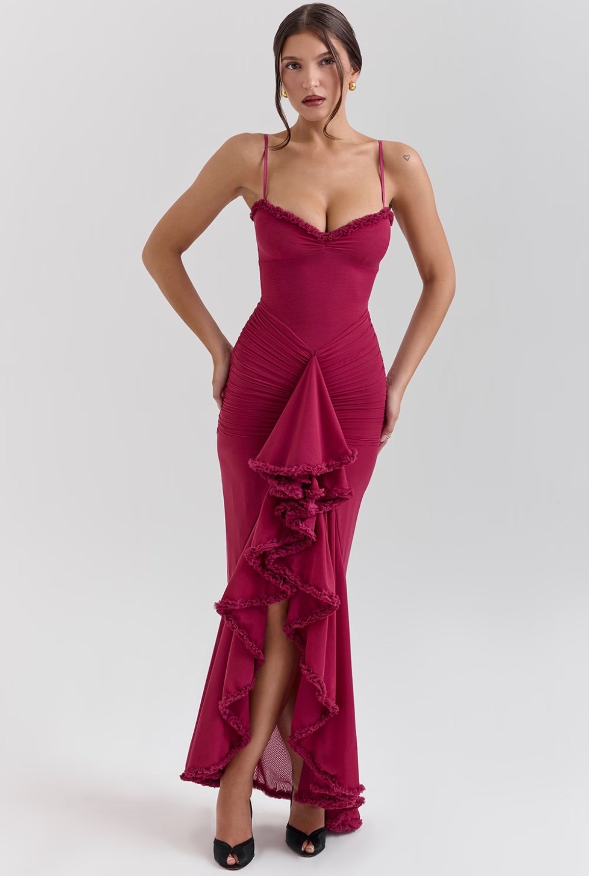Jude Maxi Dress - Ruffled Wine