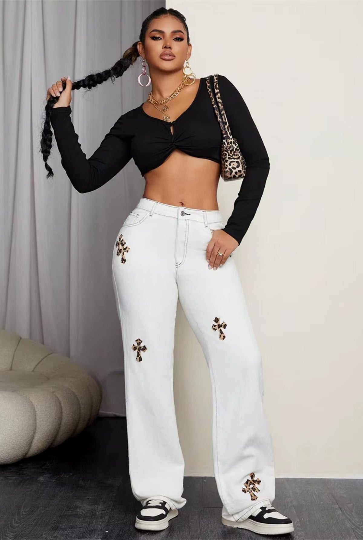 'Reign' Mid Waisted Straight Wide Leg Jeans
