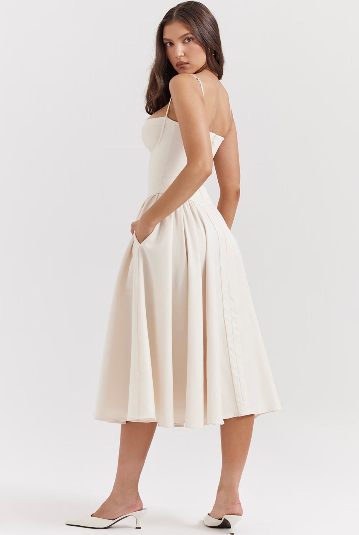 Serena Corset Midi Dress - Cream